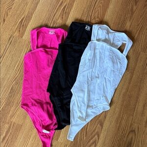 Pink, Black, and White Bodysuit Set